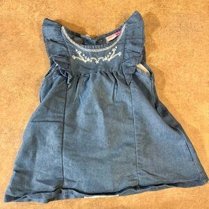 Penelope Mack Infant  Blue Denim Top with White Embroidery, Size 6-9M
